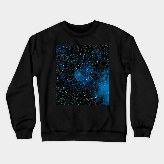Blue Space Starry Sky Cosmic Theme Glittery Pattern Design Crewneck Sweatshirt by CONCEPTDVS